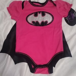 Pink Batman Baby Onesie with Cape